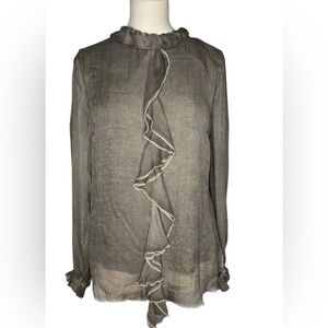 Saga silk ruffled long sleeve blouse